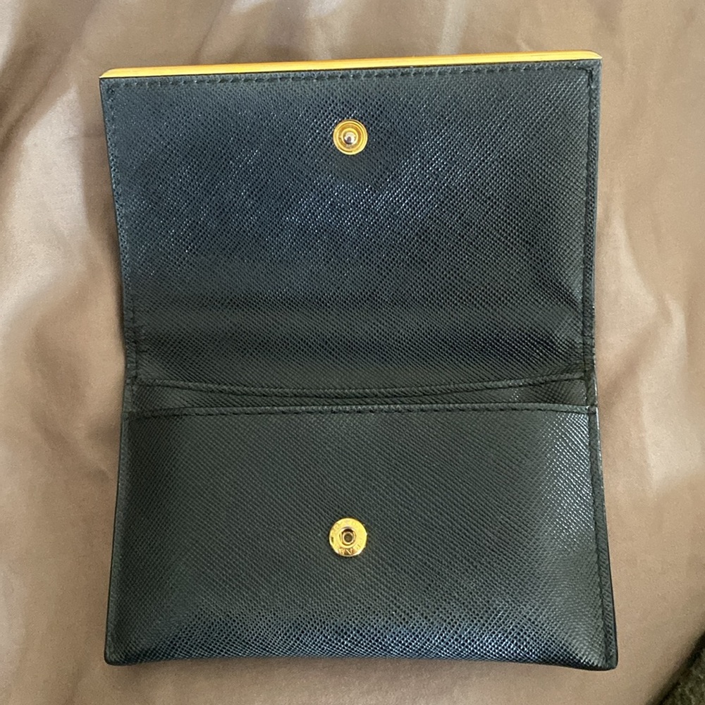 Prada Saffiano Leather Bar-Flap French Wallet card holder 2 slots designer bag - Picture 3 of 7
